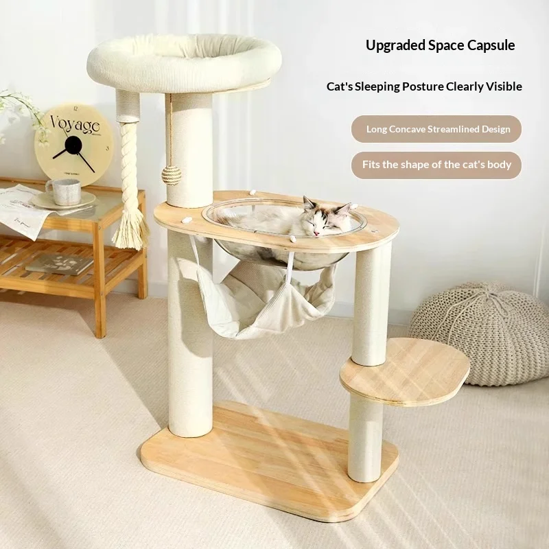 Árbol para gatos compacto con rascador, cama, hamaca y salto - imagen 4