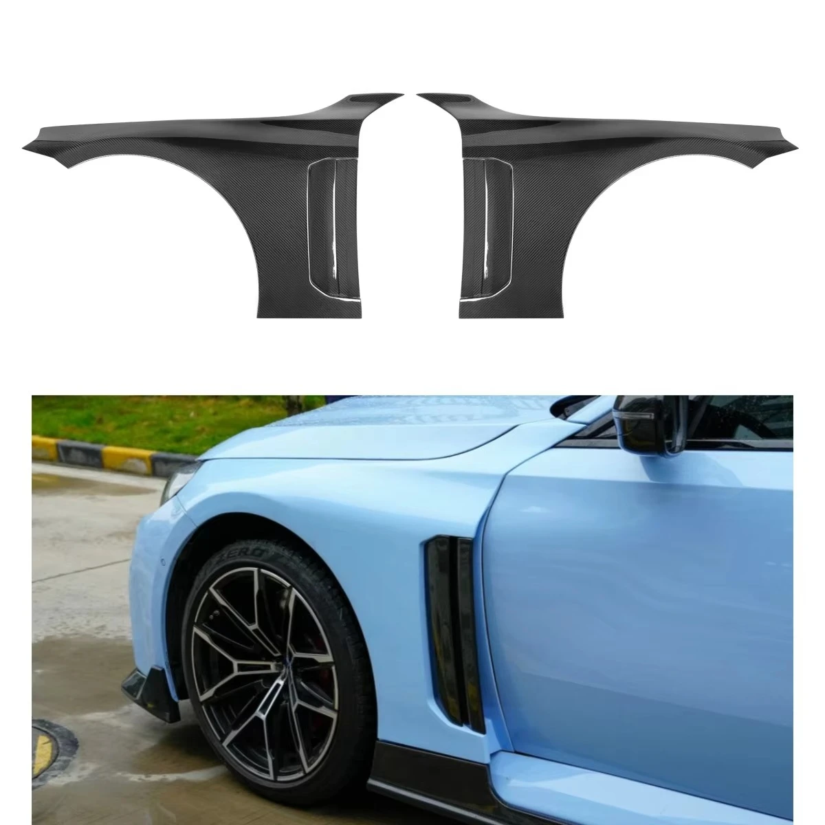 

V Style Dry Carbon Fiber Car Parts Side Fenders For M2 G87 2023+ Car Body Kit Bumper Fenders