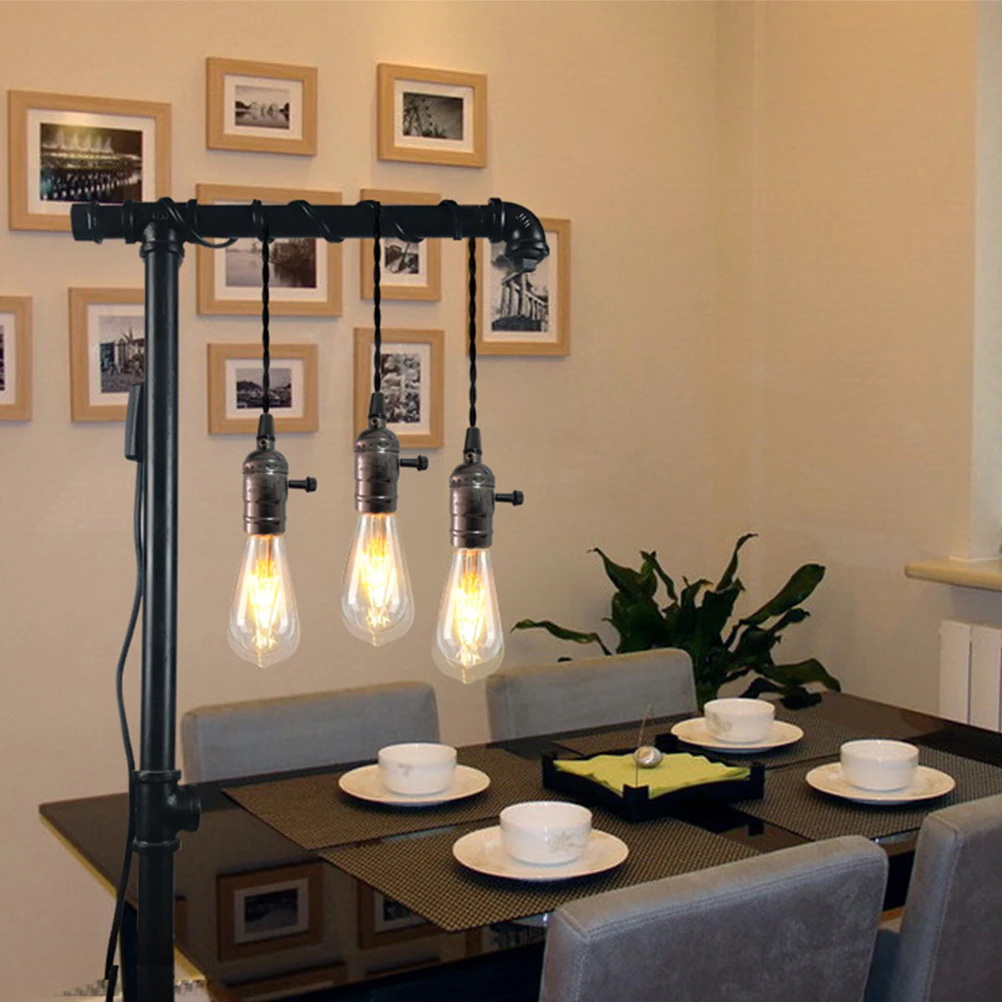

Retro Industrial Pendant Lamp 3 Light Fixture Hanging Lights Plug Cord for Light Bulb Plug In Socket Home Cafe Decor