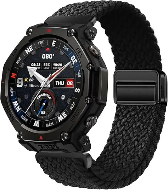 Magnetische geflochtene Solo Loop für Amazfit T-Rex 3 Pro 48 mm Sport Nylon elastisches Armband für Amazfit T-Rex3 Pro 44 mm 48 mm Band – Detail 1