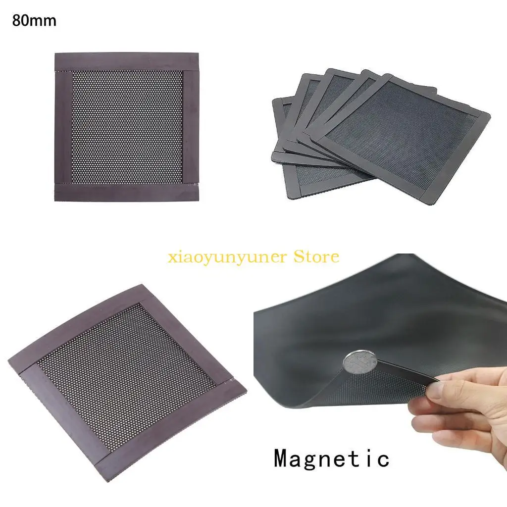

P9JB Computer Chassis Fan Dust Filter Mesh Magnetic Frame PVC Computer PC for Case Fan Dust Proof Filter Cover Grills Black