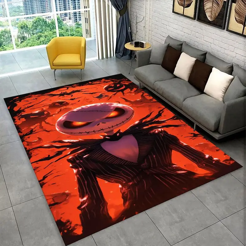 HD Cartoon N-Nightmare Before Christmas Jack Halloween Carpet Rug for Playroom Bedroom Living Room Sofa,Game Area Rug Non-slip