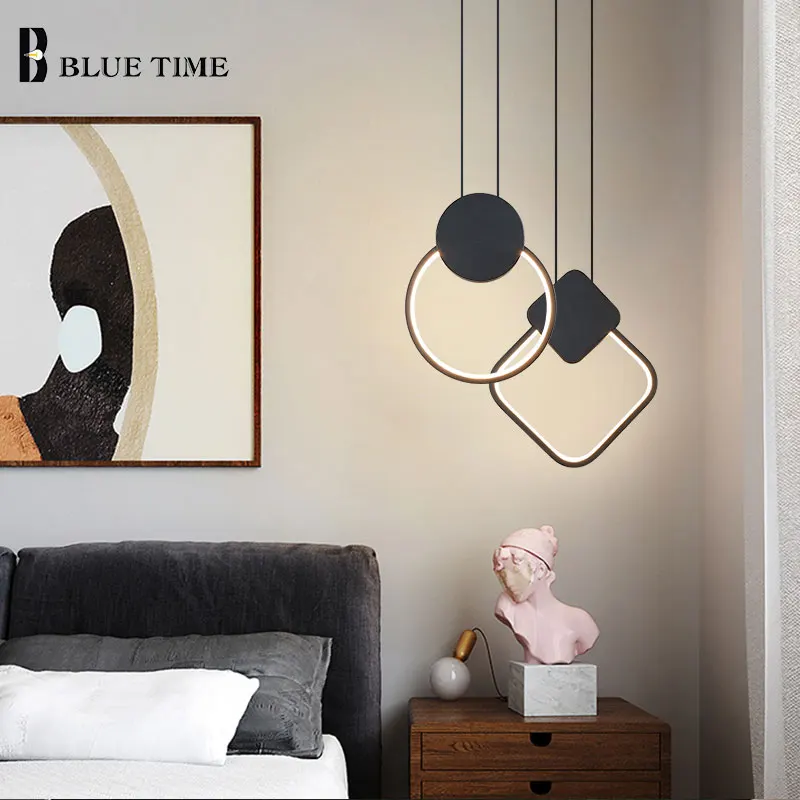 Imagem -04 - Modern Minimalista Long Wire Pendant Light Lâmpada de Arame para Cabeceira tv Back Parede Quarto Círculo