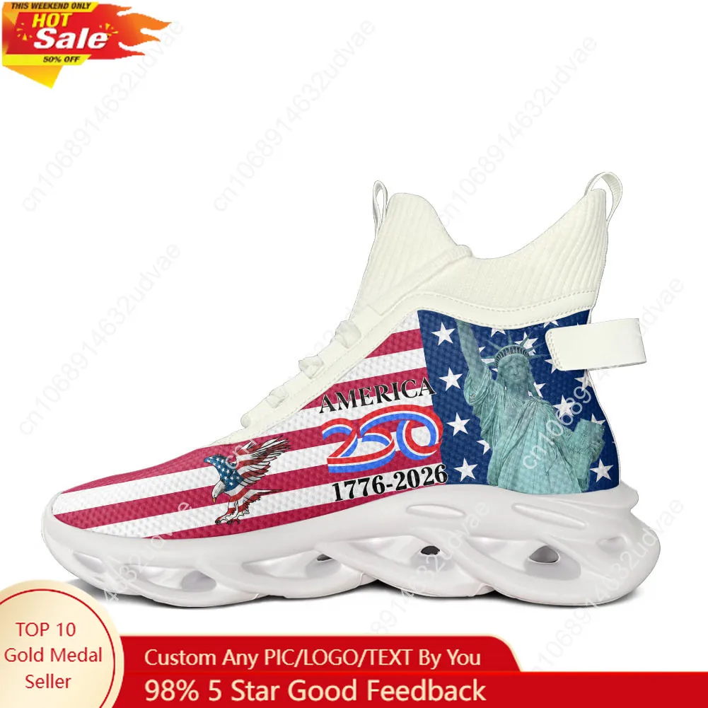 

America 250th Anniversary 1776-2026 High Top Running Shoes Mens Womens Casual Sneaker Custom Elastic Durable Sole Shoe White