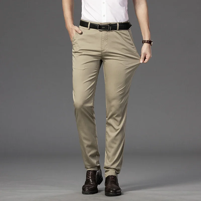 

Men's Summer Thin Fashion Business Casual Suit Pants Long Pants Men's Elastic Straight Sleeve Formal Pants Plus Size