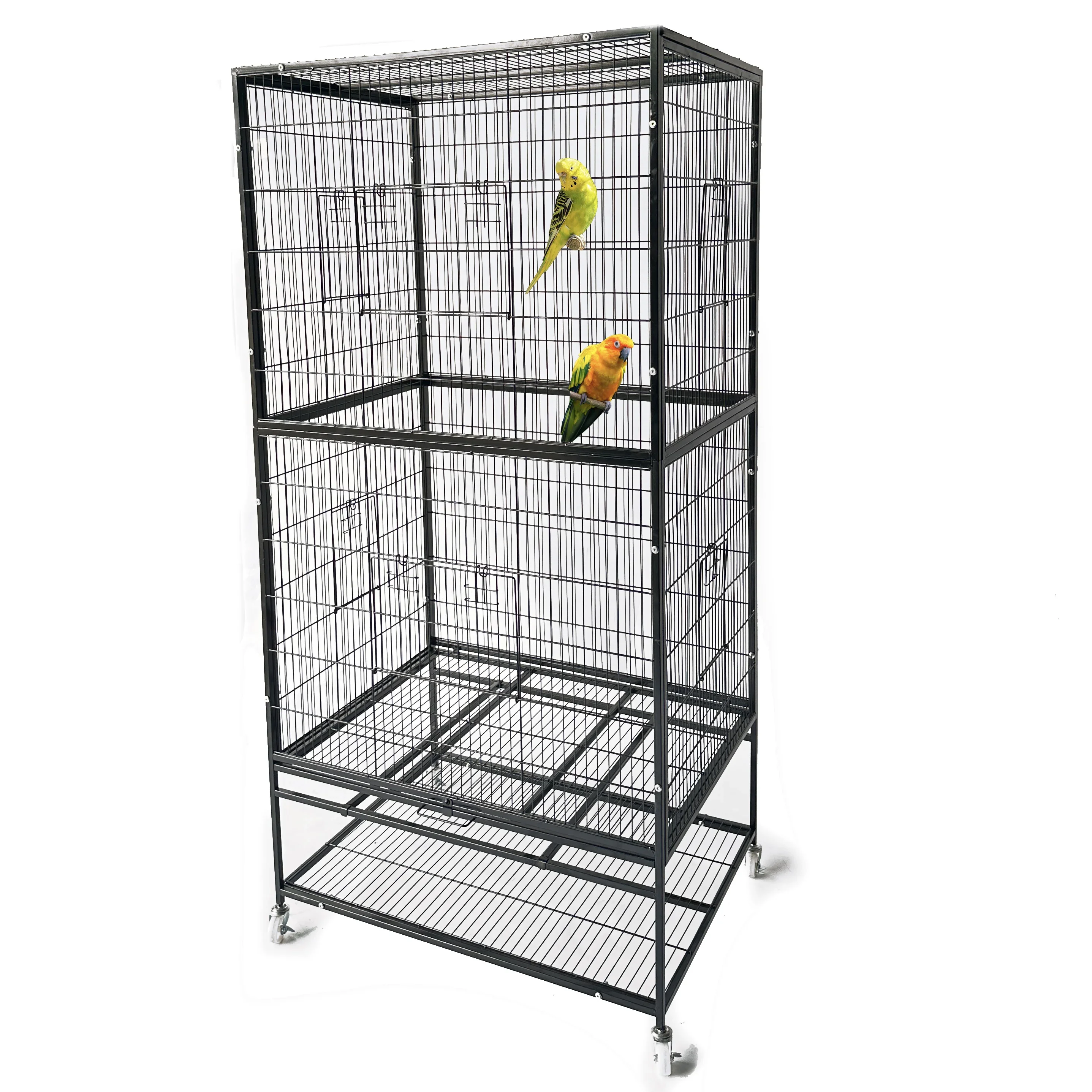 Bird Cage Breeding Cage Separable Double Spaced Metal Bird Large Bird Cages With Wheels