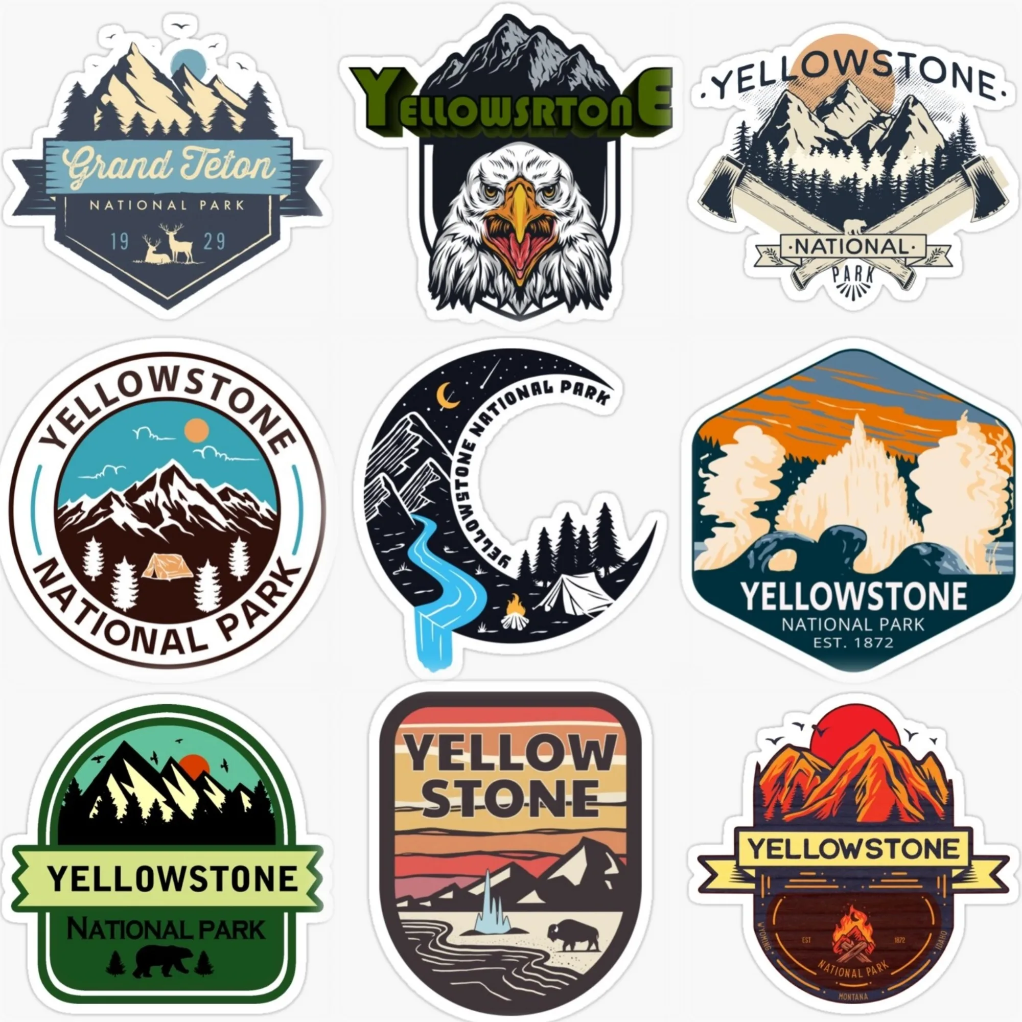 

Yellowstone National Park Scenery Mountain PVC Sticker for Decorate Car Van Bicycle Helmet Fridge Wall Decal Accessories
