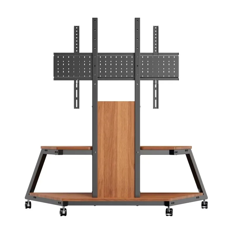 2026 Dual Shelf Design Commercial TV Cart On Wheels Universal Rolling TV Mount Stand For 50-100 Inch Displays