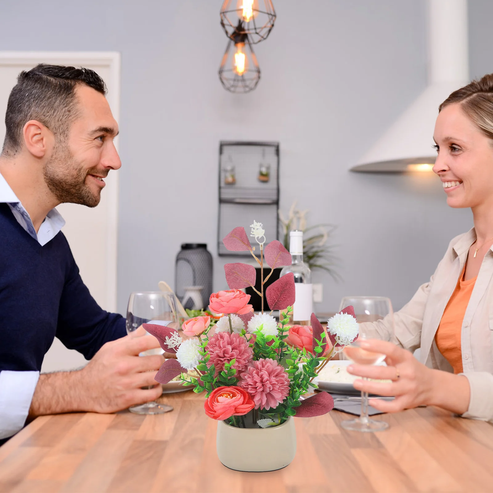 

Artificial Flower in Pot Small Potted Flower Decoration Realistic Fake Bonsai Desktop Lifelike Plant Indoor Decor