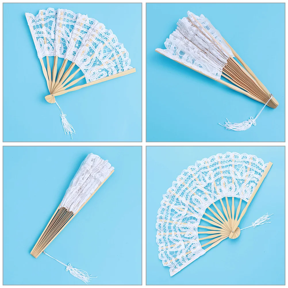 

2Pcs Palace Fan For Tea Party H Fans H Fan Bone Lace H Fans Foldable Wedding Vintage Dancing Props Portable