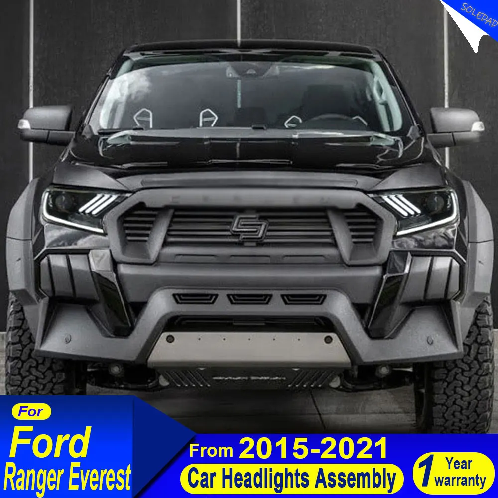 For Ford Ranger 2015 2016 2017 2018-2020 Headlights Assembly Modified Project Lens LED Mustang Dynamic Daytime Running Lights