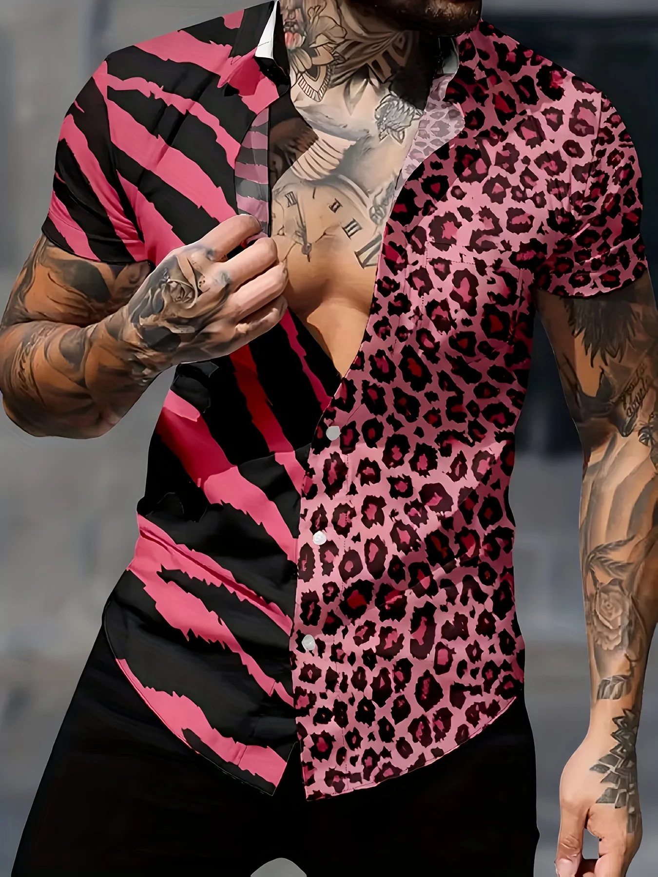 

2026 Summer New Style Men's Short-Sleeved Shirt with 3D Printings - Street Casual Fashion Comfortable and Soft