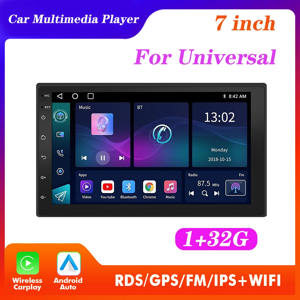 

Car Radio 2 din Android 7 Inch Automotive Multimedia Central Wireless Buletooth GPS Wifi Auto Carplay Car Intelligent Systems