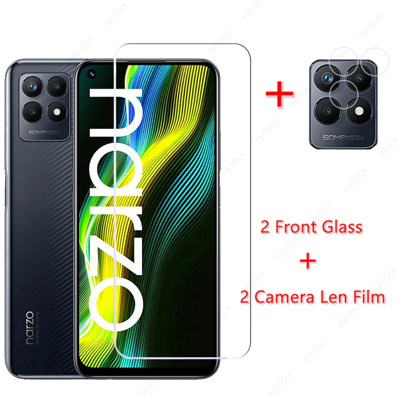 

For Realme Narzo 50 4G Glass for Realme Narzo 50 4G Tempered Glass 50A 50i 30 5G 30A 8i 8 9 Pro Screen Protector Camera Len Film