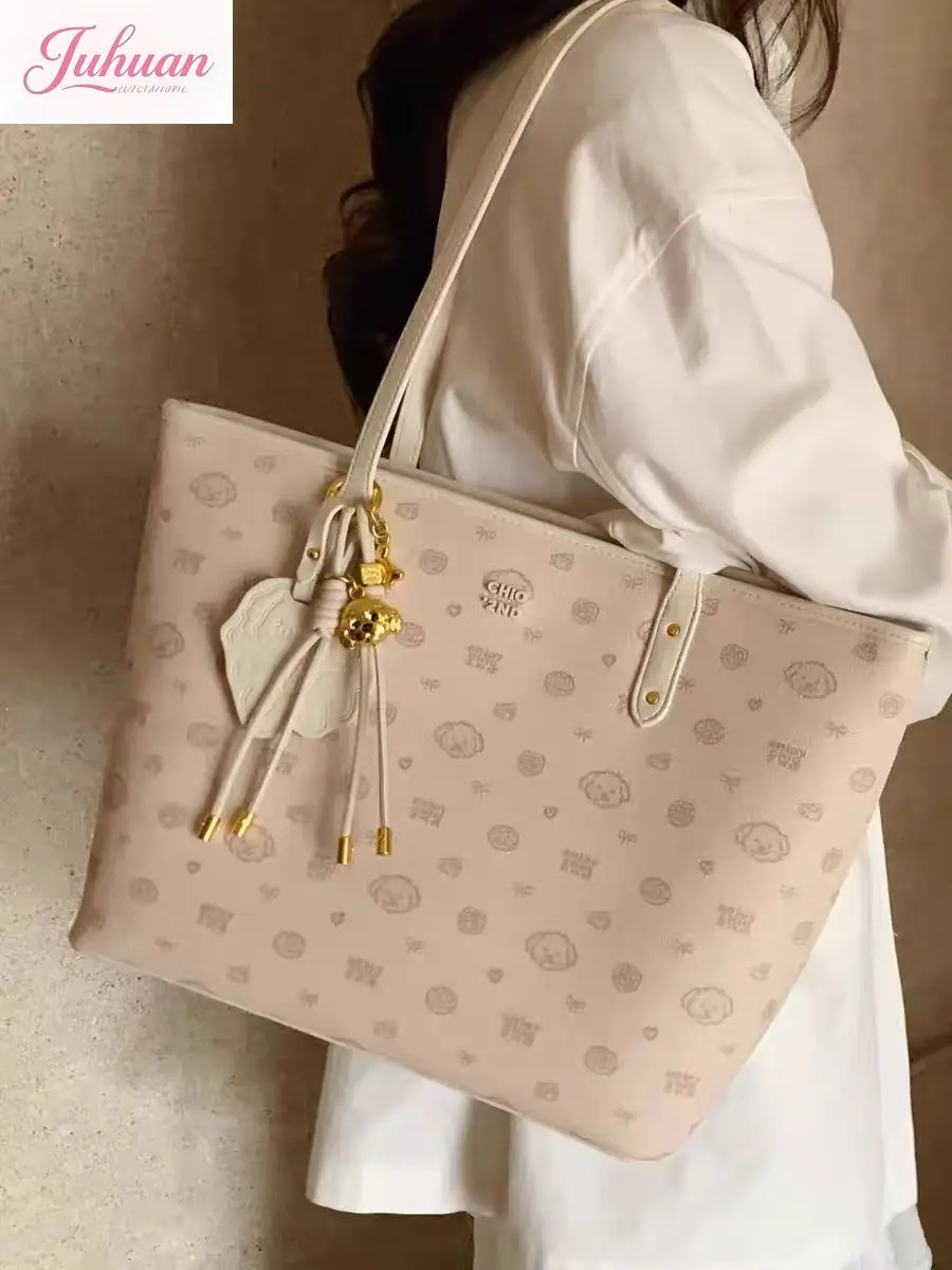 

Japanese Cute Bread Puppy Large-capacity Tote Bag for Women 2025 Fashion Popular Versatile Commuter Handheld Shoulder Bag Ladies