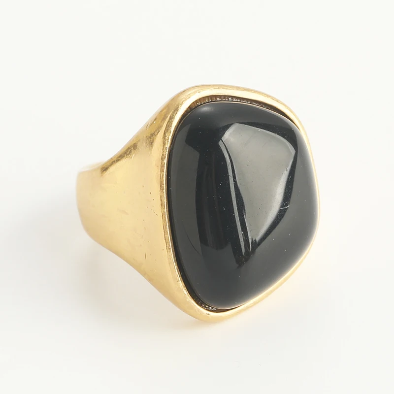 Vintage Glatte Naturstein-Ringe in Schwarz für Damen Antik-Goldfarben Schmuck Luxus-Designerqualität Thanksgiving Neu 2026 Party