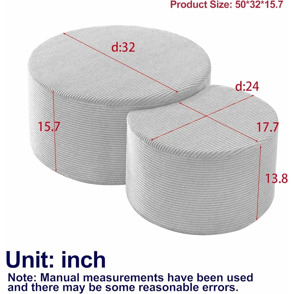 طقم طاولة قهوة منجدة مستديرة حديثة مكونة من قطعتين، طاولات متداخلة إسفنجية معاصرة لغرفة المعيشة وطاولات جانبية لهجة و #2