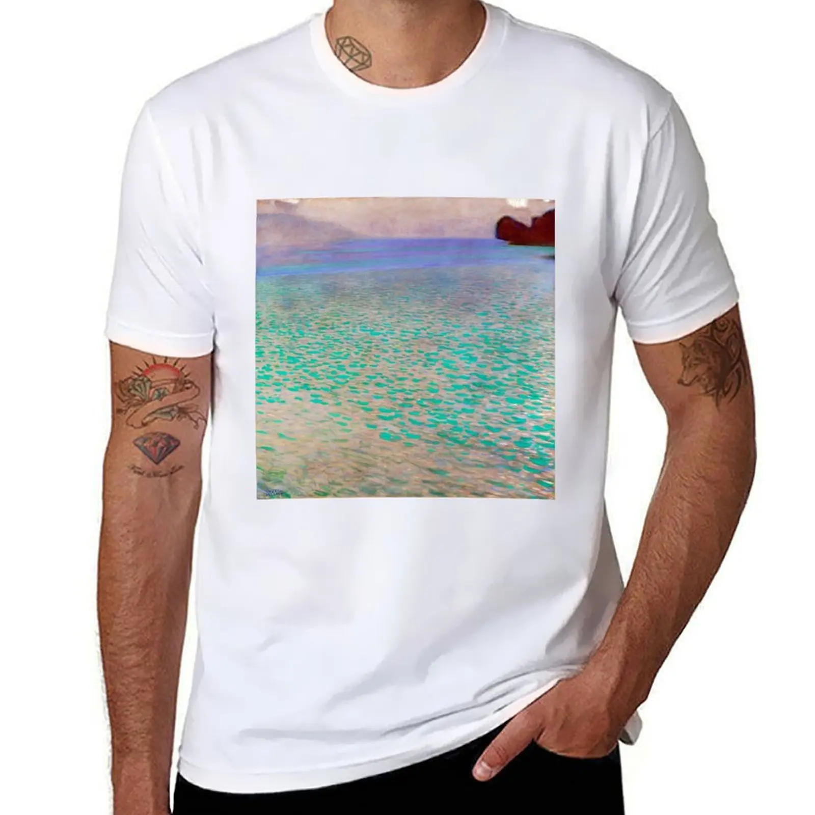 

Klimt - Lake Attersea (new editing) T-Shirt anime t shirts for man t shirts for man slim fit T-Shirt