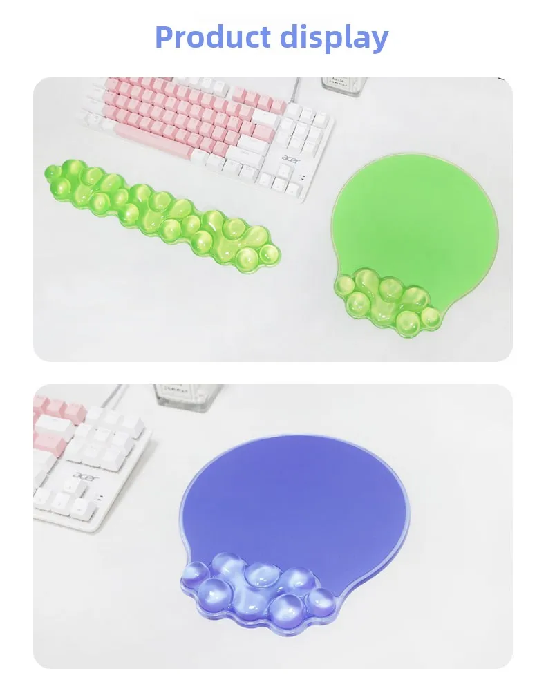 Transparentes Silikon-Handgelenkauflage-Set, Tastatur-Mauspad, Kühlgel, ergonomische Schreibtischunterstützung für Büro und Gaming, 4 Farben – Detail 8