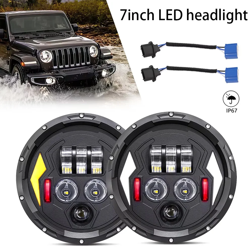 

7-inch Wrangler LED Headlights High Brightness Turn Signal Light High Power Daytime Running Lights For Jeep Wrangler JK TJ