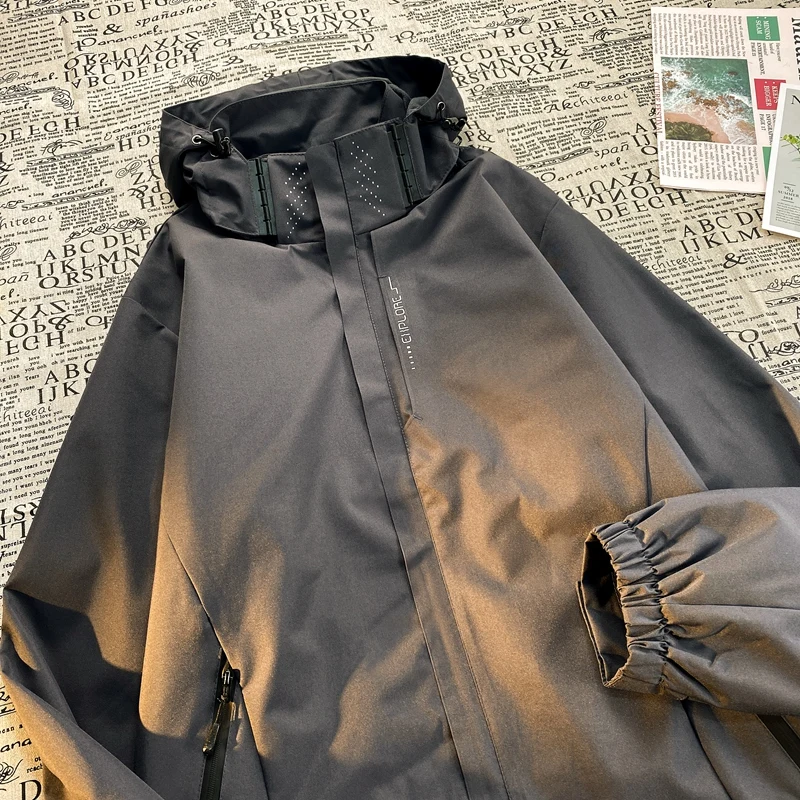 2024 Frühling und Herbst Jacken Freizeit Outdoor Wandern Angeln wind dicht und wasserdicht abnehmbare Hut Mantel Paar Wind jacke