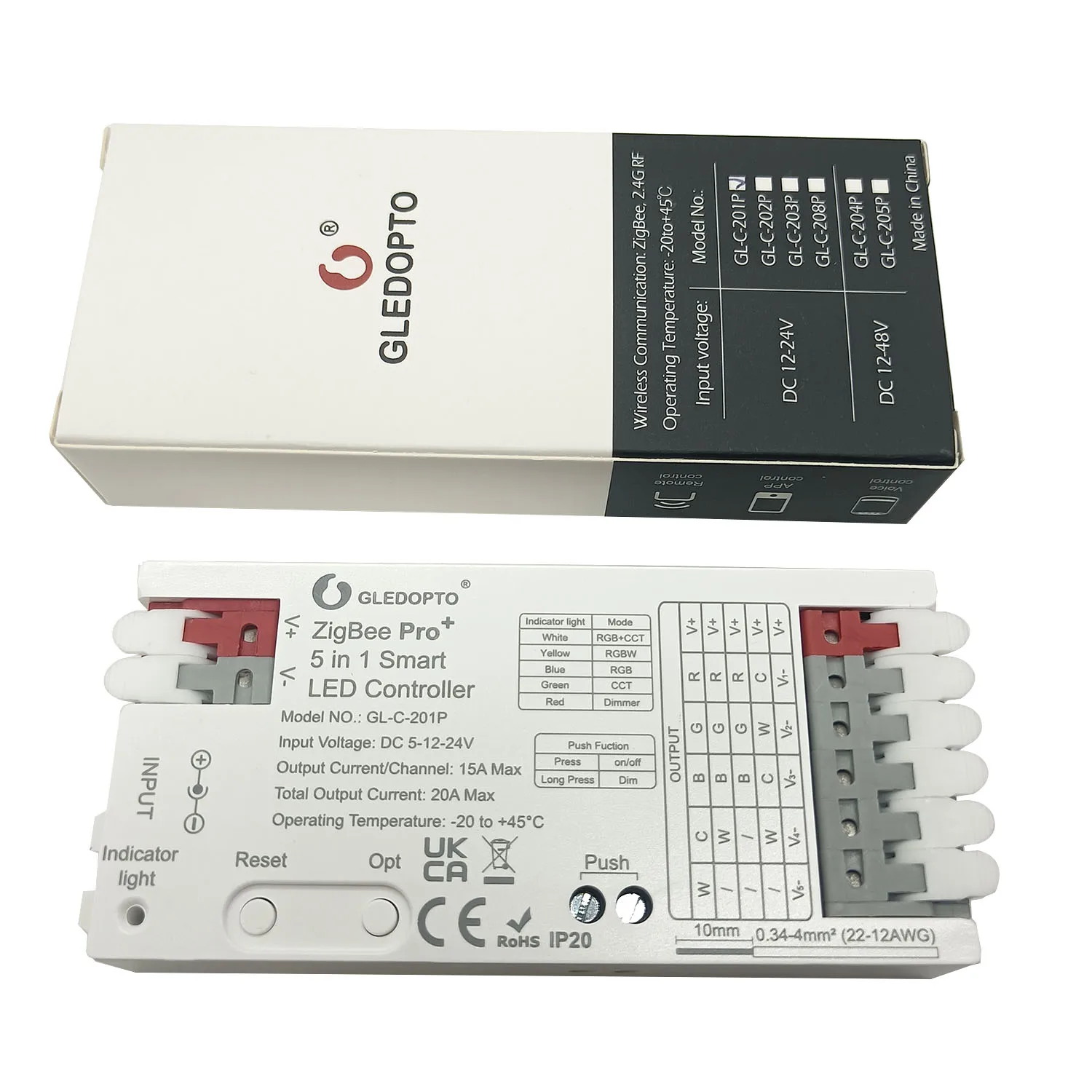 10GLEDOPTO Elite 6-Channel WLED Controller ESP32, Ethernet & WiFi, Music Sync, 20A 611/619WL WS2812B SK6812 RGB IC LED Strip PWM