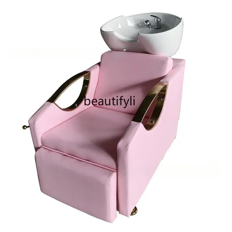 Special Offer Modern Hair Saloon Dedicated Shampoo Chair High-End Lying Half Punch Bed Light Luxury Shampoo Flushing Bed