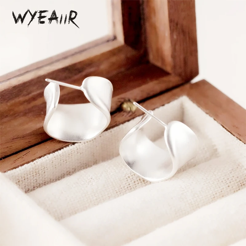 WYEAIIR 925 Sterling Silver Personality Frosted Cool INS Fine Jewelry Luxury Female Earrings