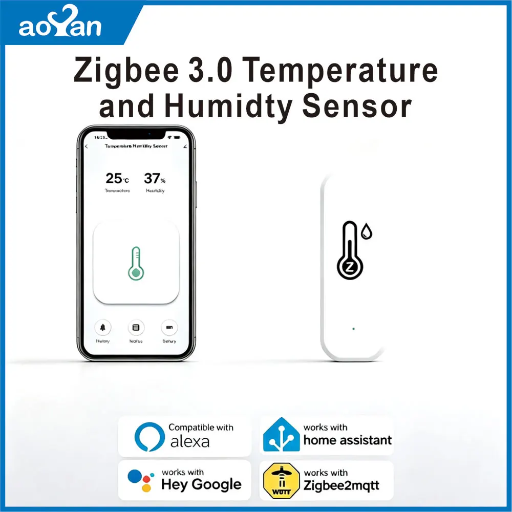 Zigbee Smart Temperature Humidity Sensor Thermometer Hygrometer APP Remote Alarm Zigbee2Mqtt Google Assistant Alice