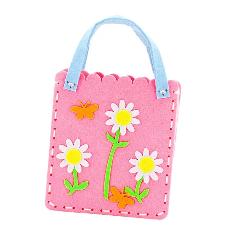 Kids Sewing Kit Non Woven DIY Bag Handmade Crafting Material Educational Handbag Activity Toy for Children