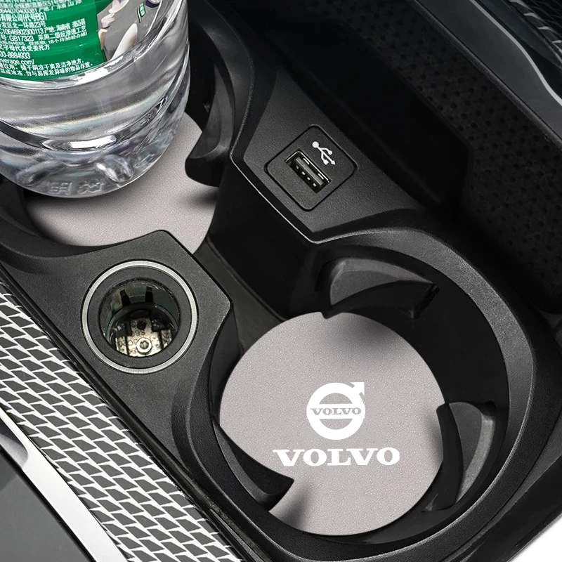 

Volvo XC90 XC60 V50 S60 V70 V60 V40 S90 olestar Car Cup Coasters 2Pcs Anti-Slip Turned Fur Mat Dustproof Interior Decoration Pad