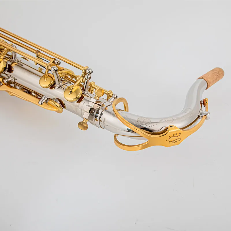 New Professional Musical Instruments T-WO37 Tenor Saxophone Bb Tone Nickel Plated Tube Gold Key Sax With Case Mouthpiece Gloves