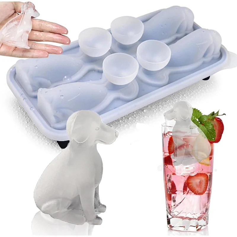2026 New 3D Labrador Dog Ice Cube Mold Silicone Ice Cube Tray with Funnel Labrador Shaped Ice Maker for Whiskey Cocktails