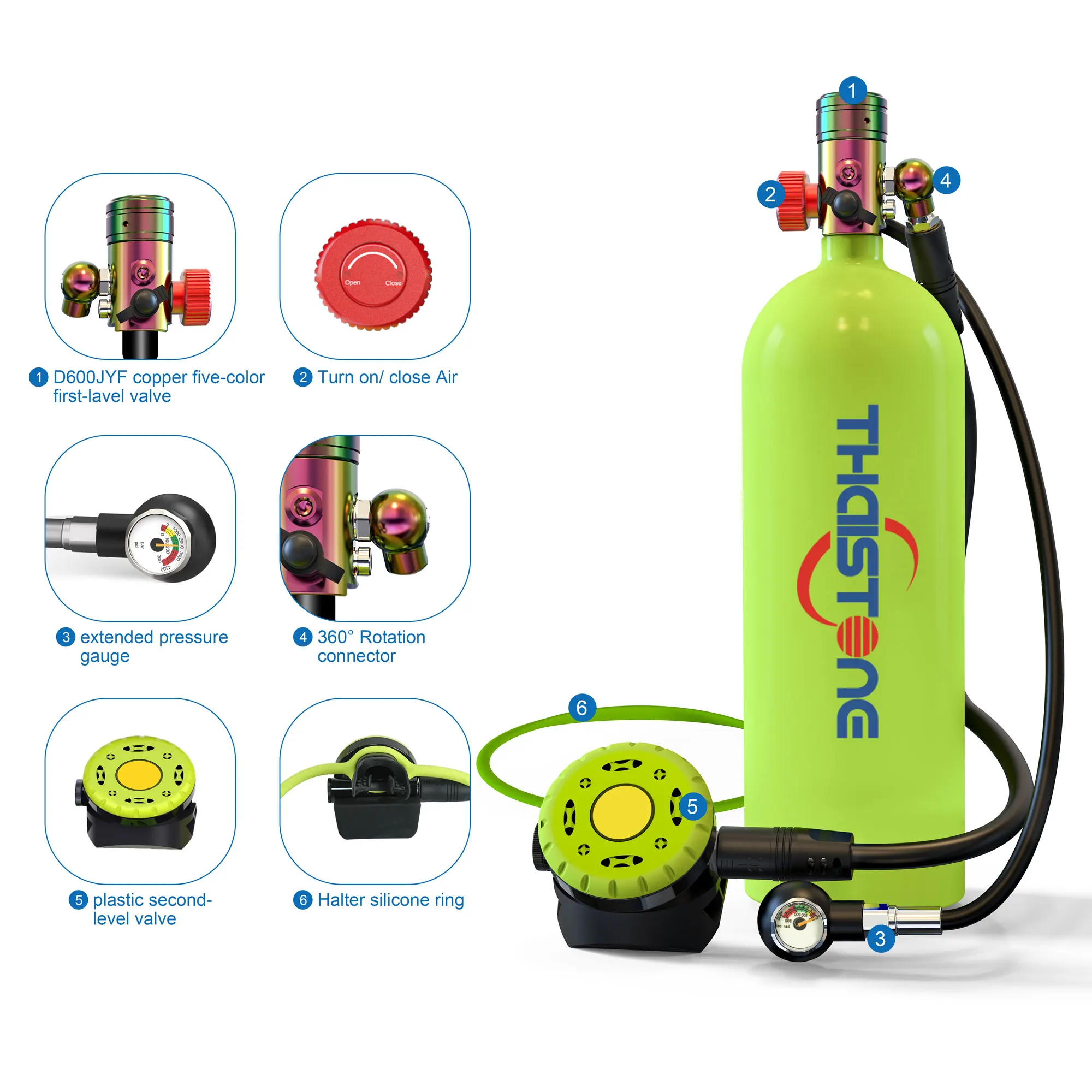 2.3L Mini Scuba Tank,Scuba Diving Gear for Refillable,8mm Caliber Adapter,25-30 Minutes Underwater Scuba Diving Tank Connect BCD
