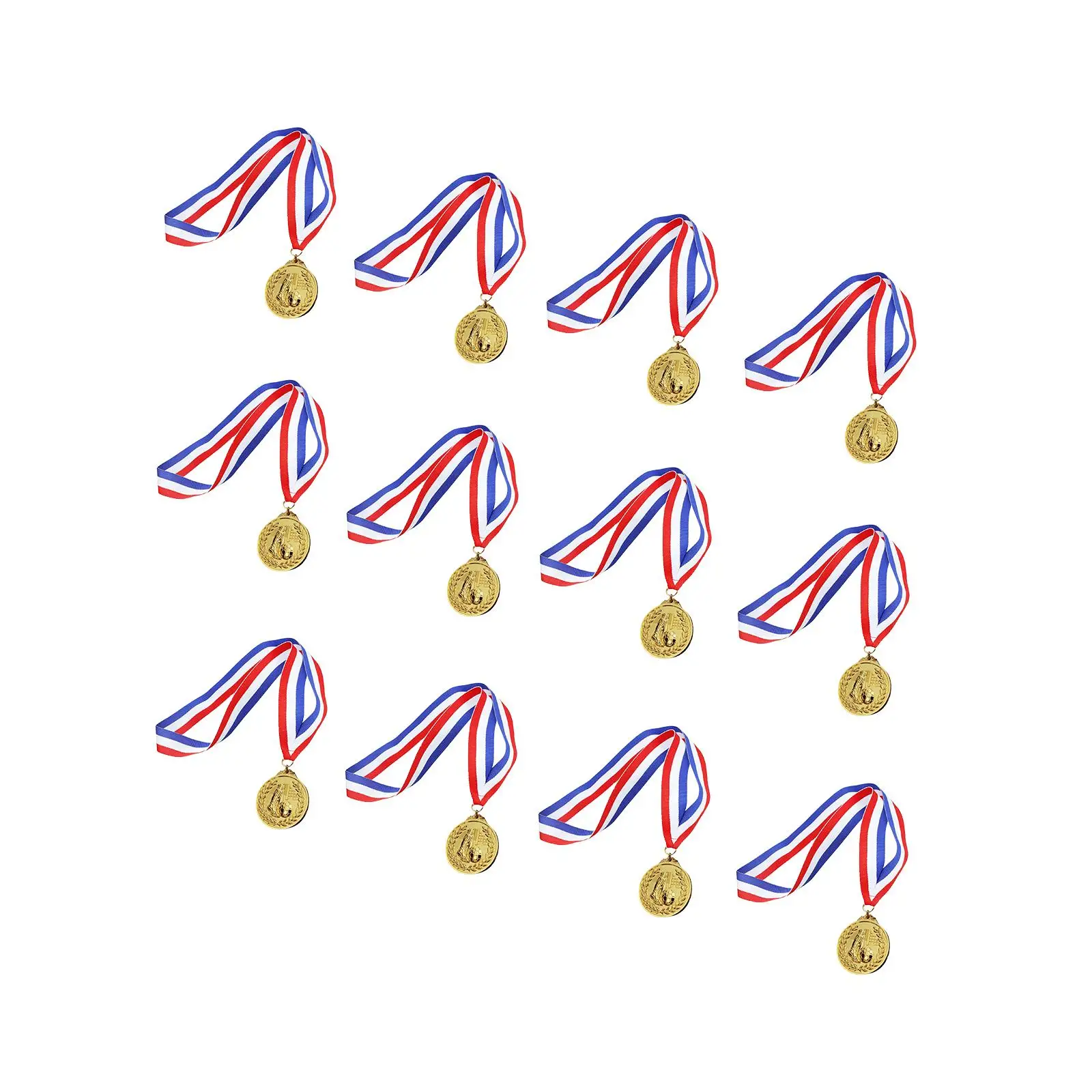 

12Pcs Award Medals Football Medal Participation Award Prize Gift Zinc Alloy Trophy Medal with Ribbons for Sports Tournament