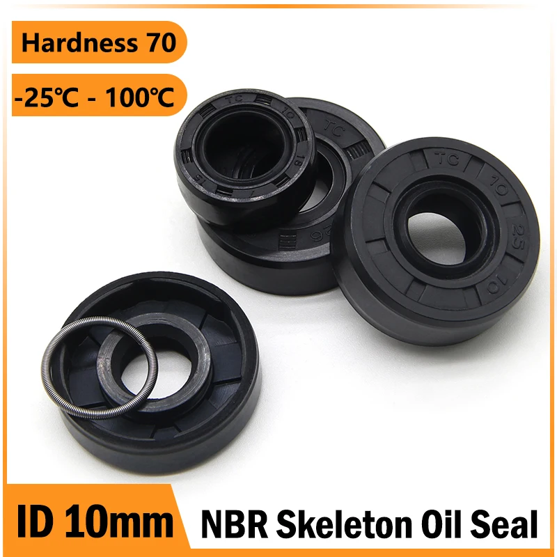 ID 10mm NBR Oil Seal TC-10*16/17/18/19/20/22/24/25/26/30*5/6/7/8/10mm Black Nitrile Rubber Shaft Double Lip Oil Sealing Gaskets