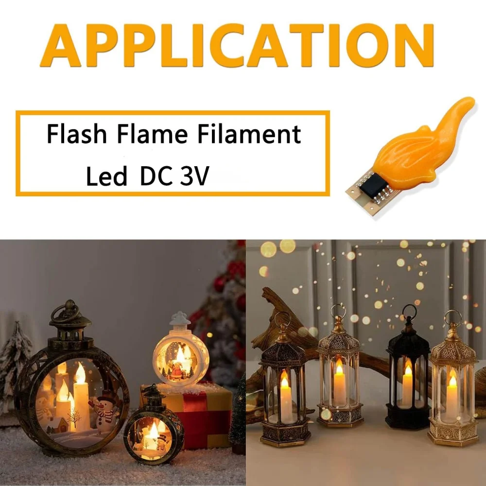 Imagem -02 - Led Flash Candle Lights Filamento de Chama Fogo Cintilante Chip Wick Decoração do Quarto Lâmpada Festa de Aniversário 3v 1800k