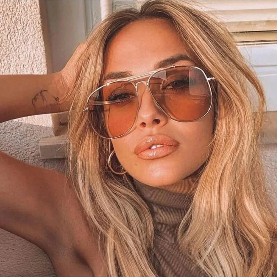 2023 New Trend Ciassic Retro Metal Frame Sunglasses For Women Men Aviator Vintage 90s Double Bridge Unisex Shades UV400
