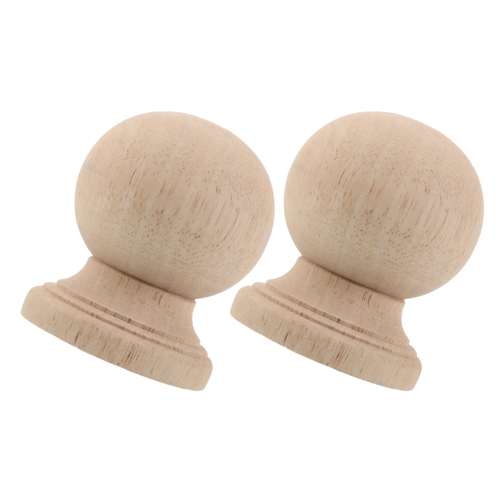 

2pcs Unfinished Wood Ball Finials Hardwood Round Bun Foot For Diy Crafts Wooden Bed Post Decorative Indoor Staircase Fence