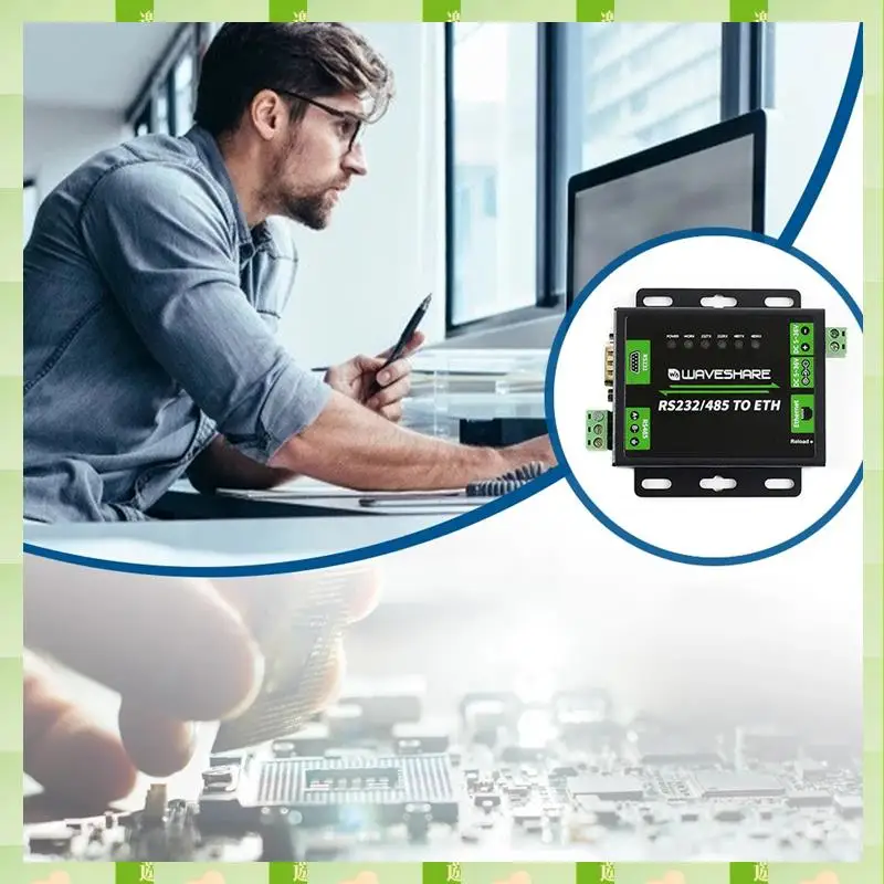 2025 Waveshare RS232/RS485 zum Netzwerk-Port-Modul, Dual-Serial-Port, ETH, RJ45, Industriequalität, Zwei-Wege-transparente Übertragung, Wa
