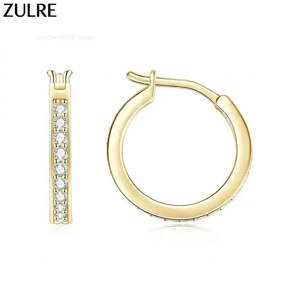 Luxury New Moissanite Earrings Unisex Bridal Anniversary Gift Channel Setting Round Moissanite Classic Hoop Earrings Wholesale