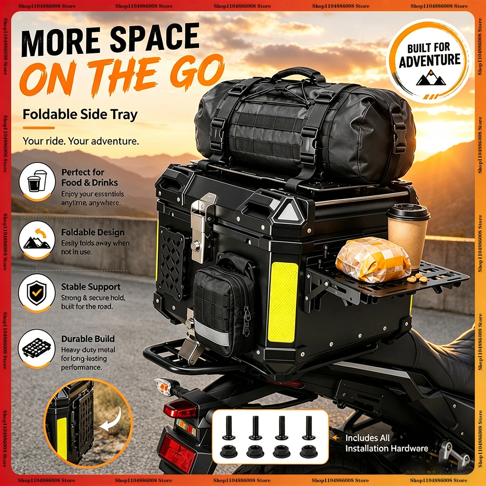 Folding Molle Panel Motorcycle Trunk Quick-Mounting Aluminum Alloy Tactical Panel Universal Top Case Side Panel Expand Storage