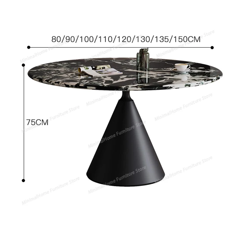 

France Rock Plate Dining Tables Modern Luxury Black Creativity Round Table Kitchen Dining Room Furnitur Tavoli Da Pranzo