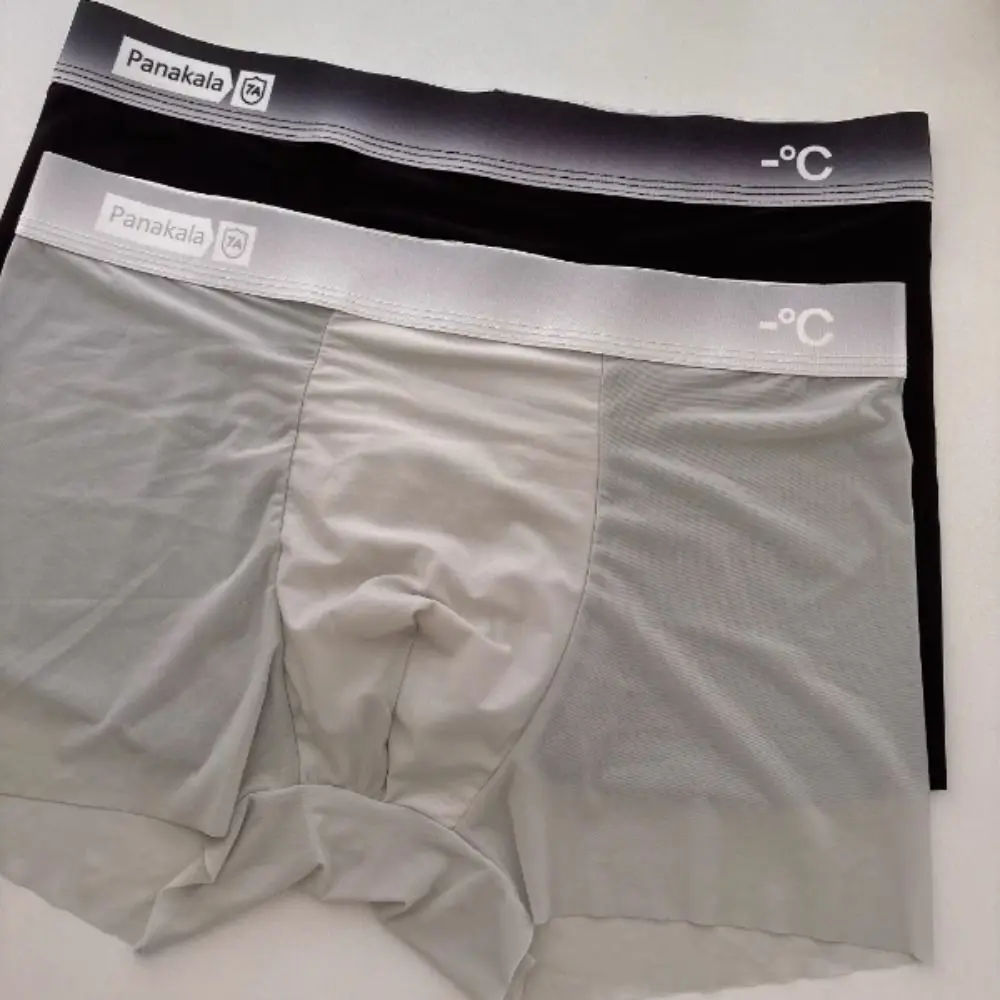

Solid Color Mid Waist Ultra Thin Boxer Briefs Breathable Quick Dry Underwear for Men Cool Feeling Summer Ice Silk Boxers Traval