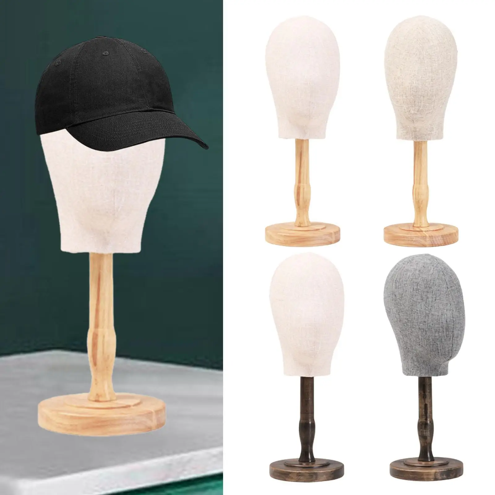 54cm Mannequin Head Model Hat Rack Multifunctional Wooden Support Height 56cm for Salons Homes Accessories Lightweight Practical