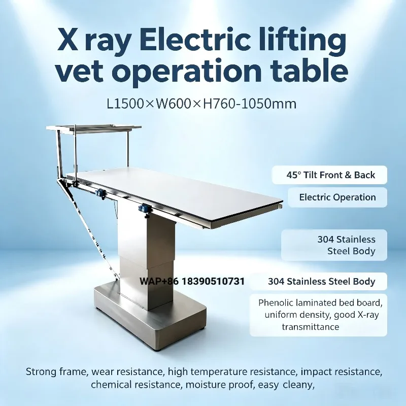 EUR PET 304 Stainless Steel Pet Examination Table, Hydraulic Adjustable Veterinary Operating Table with Top Tray and Hook