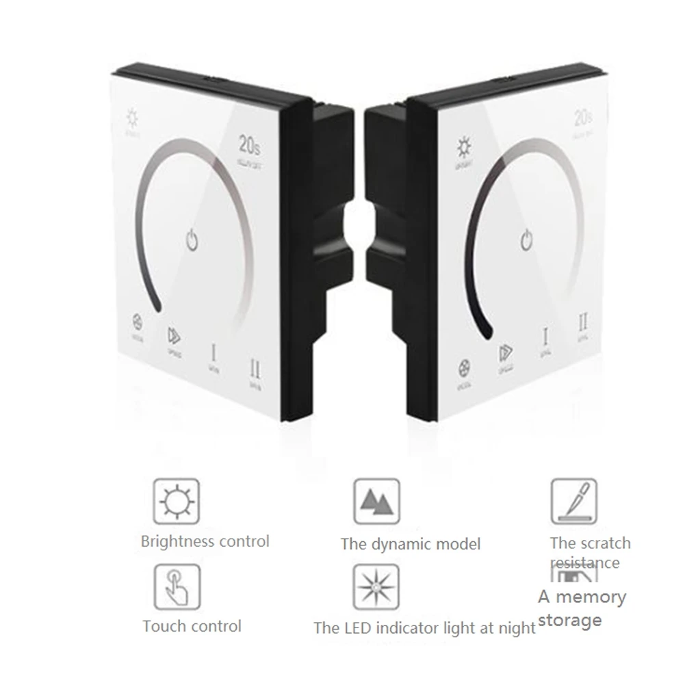 86 Sty Touch Panel Switch DC12V 24V Controller Light Dimmer Single Color/CT/RGB/RGBW LED Strip Wall Switch(MB08)