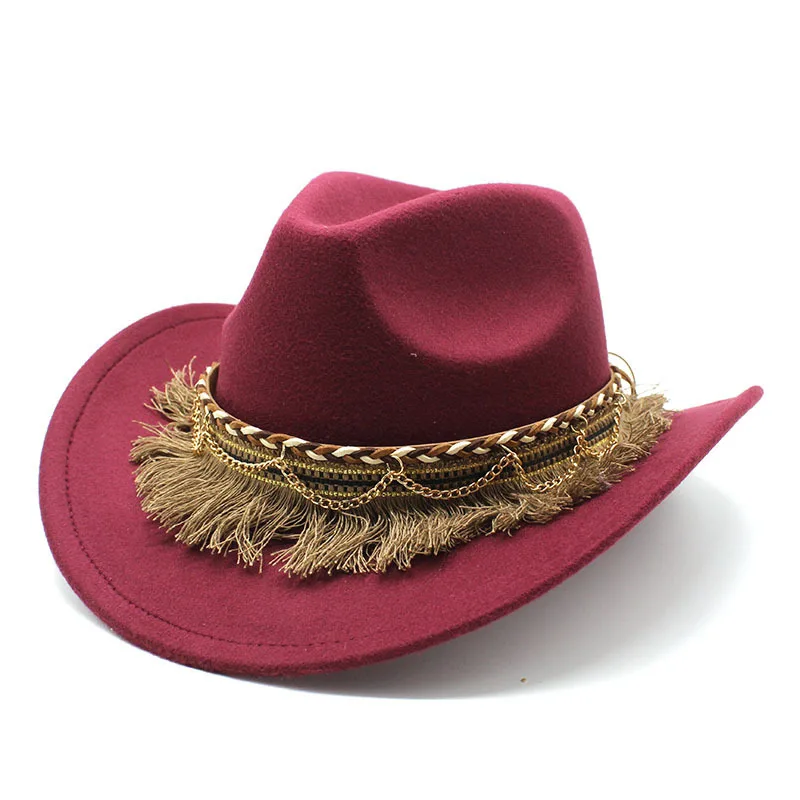 New British style belt soft felt hat for men and women top hat, flat brim gentleman hat, woolen jazz hat, western cowboy hat