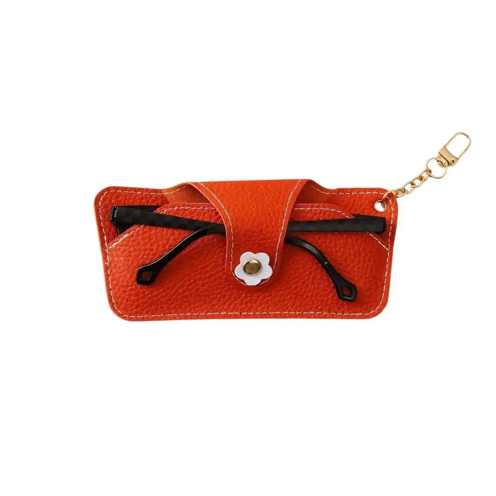 

Snap Flower Glasses Case With Keychain Eyeglasses Container PU Leather Sunglasses Bag Eyewear Storage Bag Glasses Holder