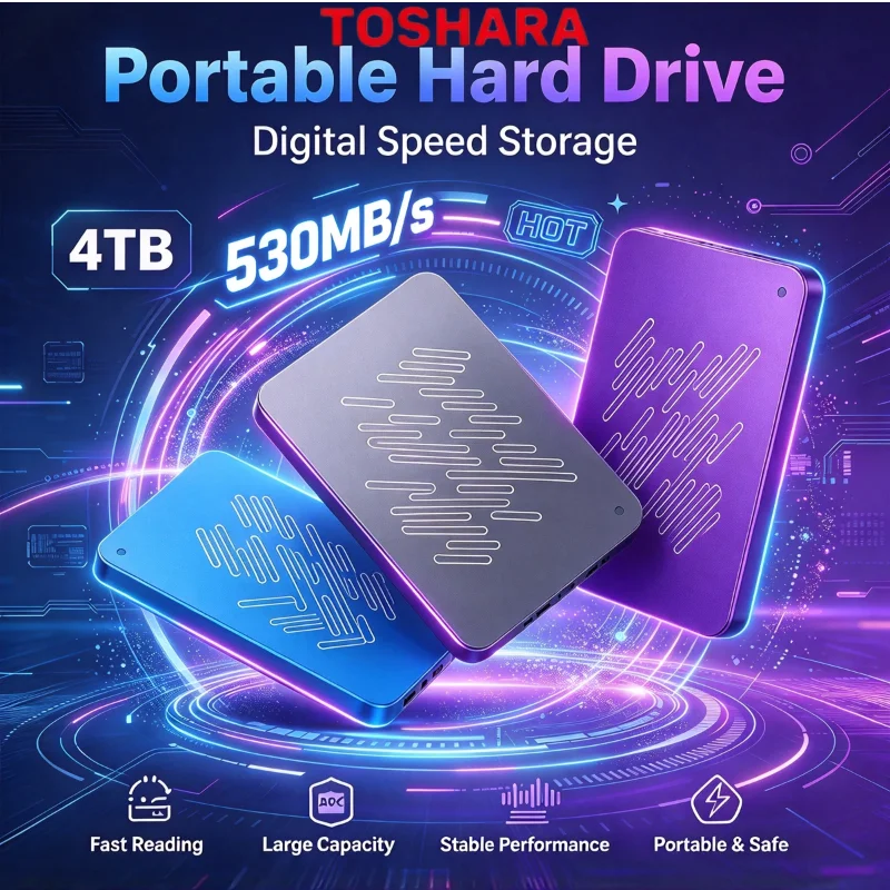 High Speed TOSHARA A3 External Hard Disk USB3.0 1TB 2TB 4TB Portable Mobile Solid State Hard Drive Storage for Notebook Mac PC